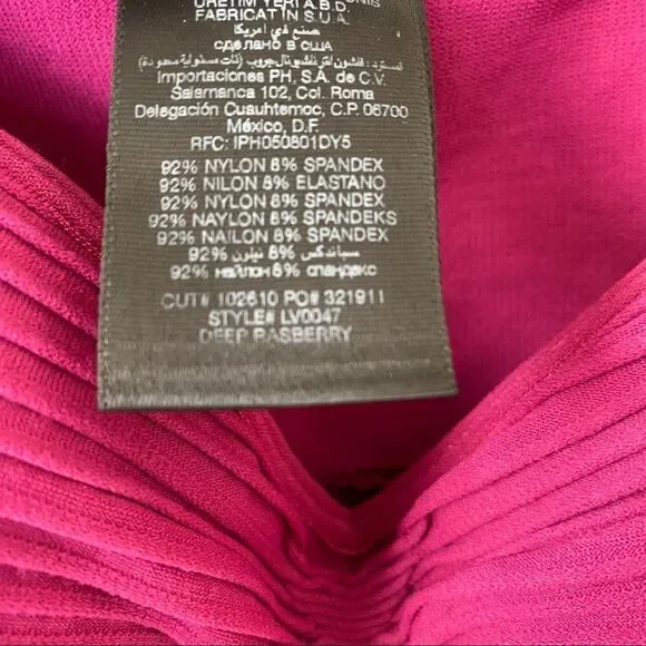 Bebe-Ribbed Deep Raspberry Party Mini Bodycon Dress (Medium/Large) - Picture 9 of 10